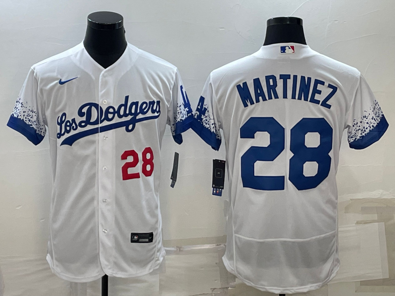Men's Los Angeles Dodgers #28 J.D. Martinez White City Connect Flex Base Stitched Baseball Jersey Men's Los Angeles Dodgers #28 J.D. Martinez White City Connect Flex Base Stitched Baseball Jersey